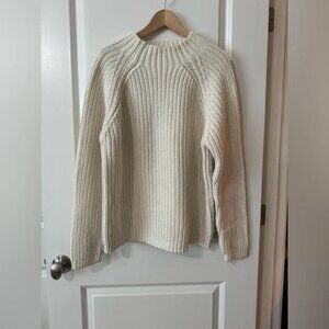 J. Crew Mock Neck Fisherman Sweater, Size Large, Cream